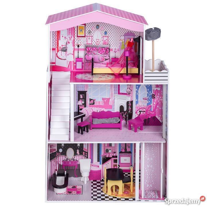 Drewniany domek lalek barbie z windą 116 Drewno