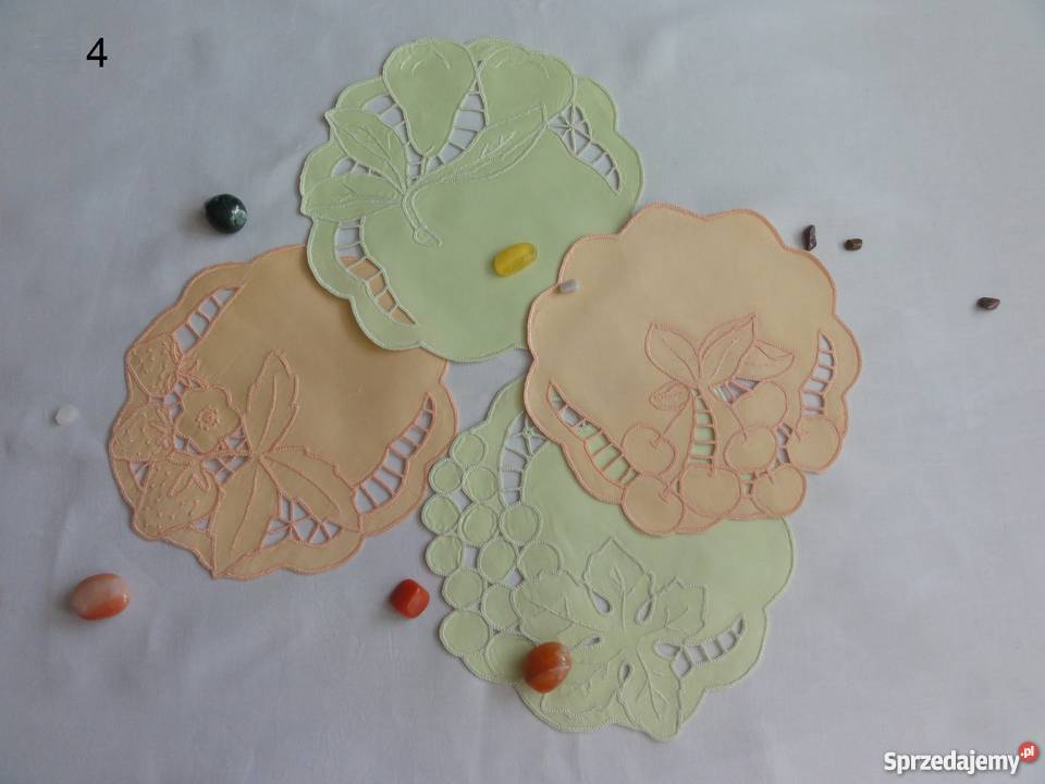 Serwetki kolorowe zielone wyszywane haf lubelskie Lublin sprzedam