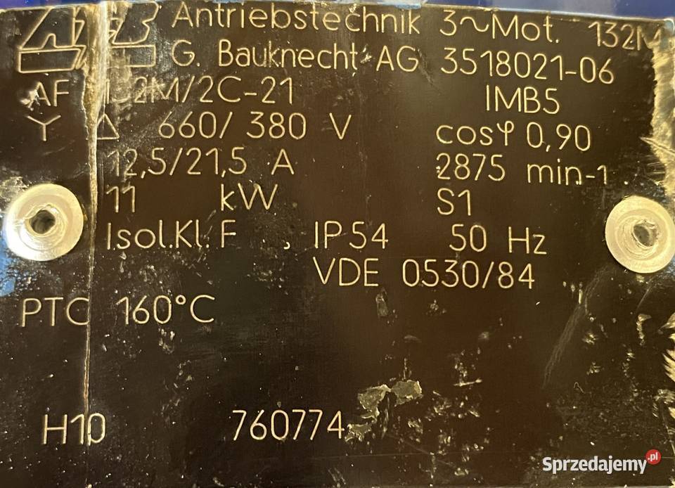 silnik elektryczny 11kW 2875obr 3fazowy Pigża