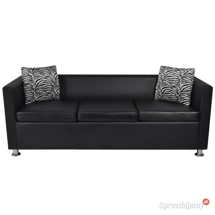 Sofa 3osobowa ze skóry syntetycznej czarna Warszawa