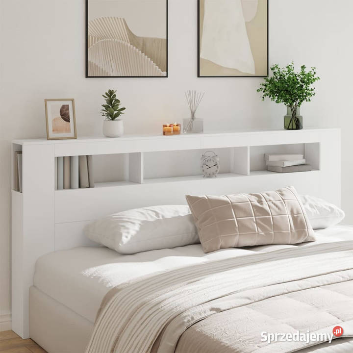Wezgłowie łóżka z LED białe 220x185x1035 Warszawa