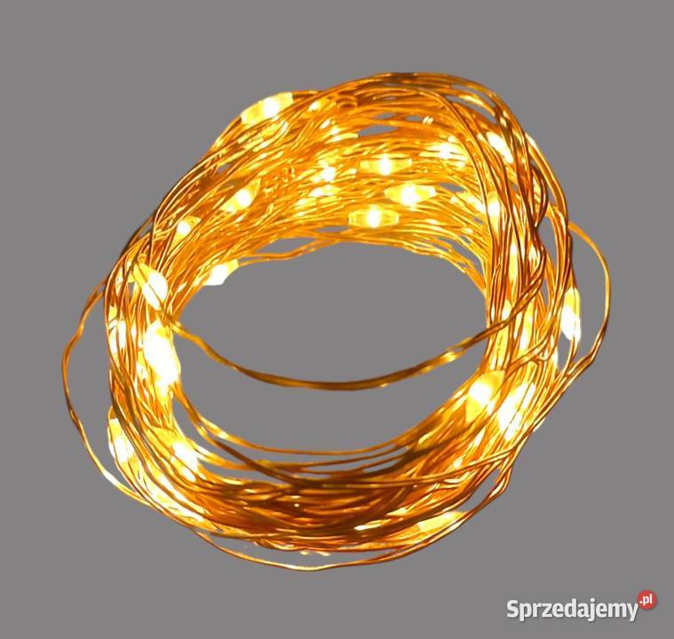 Lampki choinkowe świetlne LED cienki drucik z 50 Dom i Ogród małopolskie Chrzanów