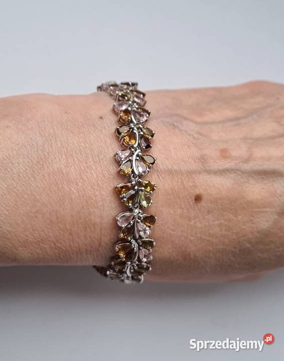 Srebrna bransoletka z kolorowymi turmalinami sprzedam
