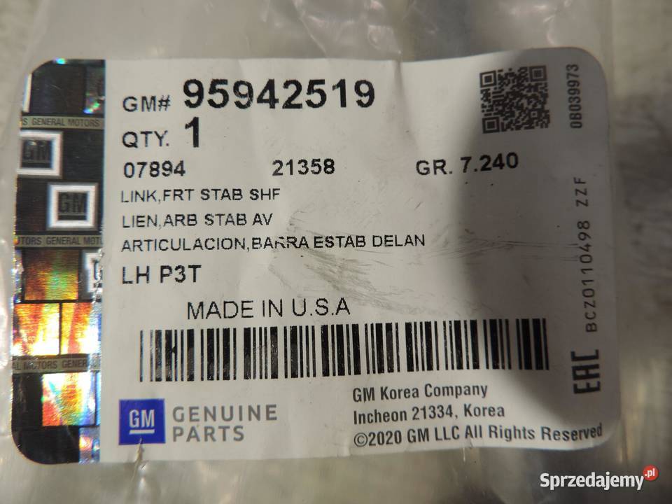 ŁĄCZNIK STABILIZATORA OPEL MOKKA 95942519 NOWY