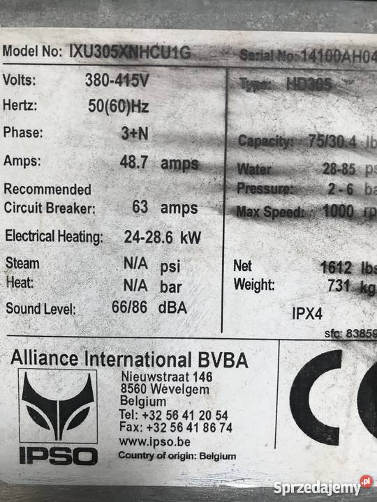 PRALNICOWIRÓWKA IPSO HD305 PRALKA PRALNIA Masłów Pierwszy sprzedam