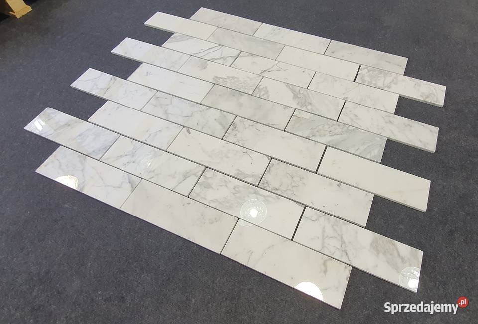 Mozaika Bianco Calacatta poler cegiełka Bielawa