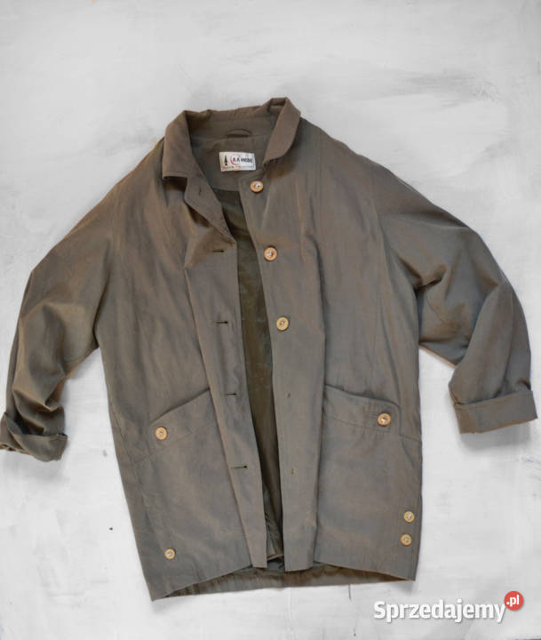 zielona parka vintage khaki retro luźny płaszcz