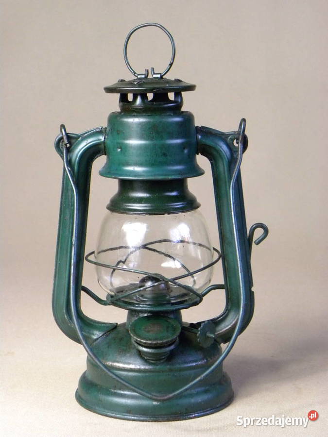 Polska lampa naftowa Jupiter 0 zielona zabytek Legnica