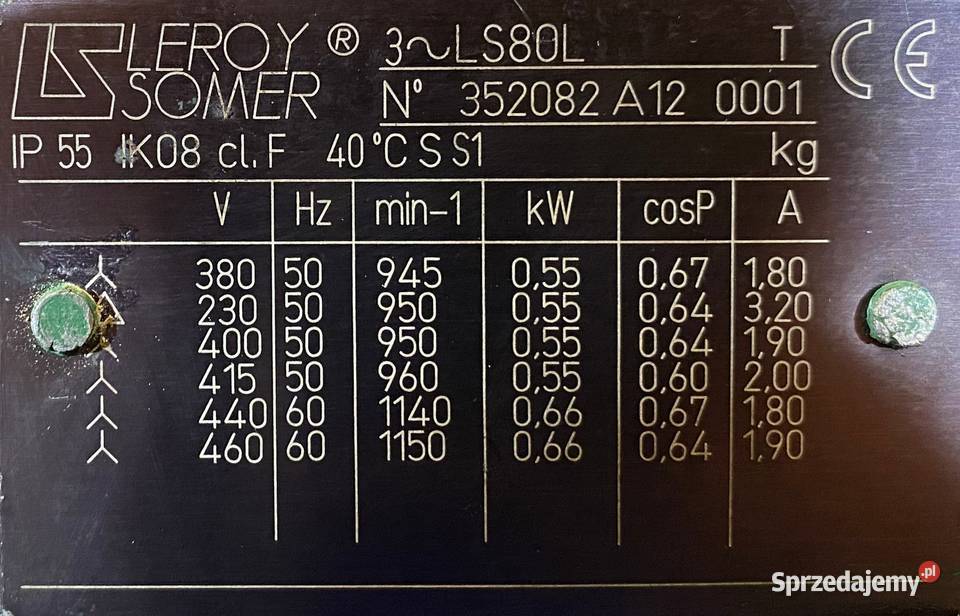 silnik elektryczny 055kW 950obr 3fazowy Pigża sprzedam