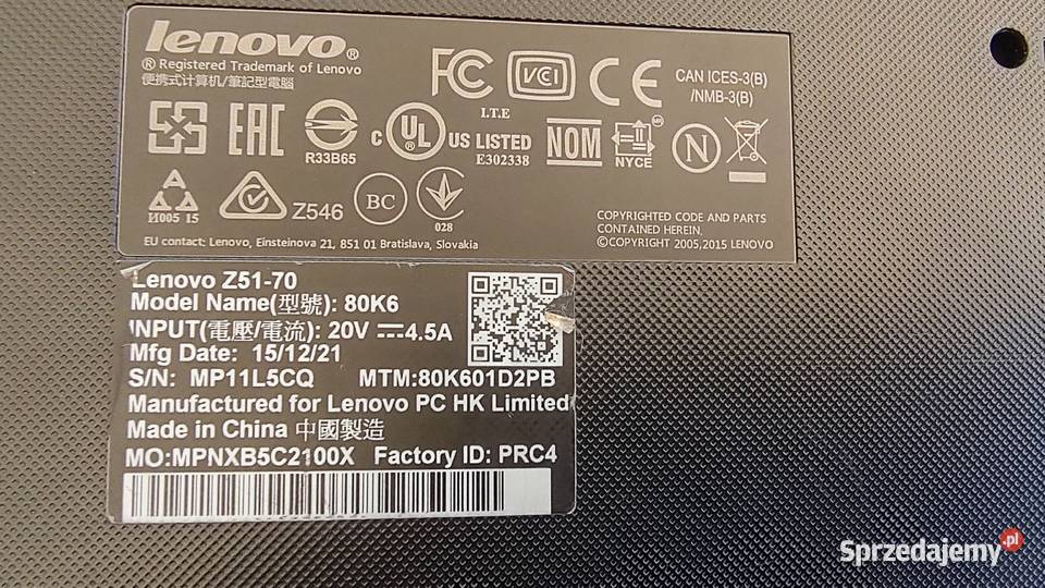 Laptop Lenovo Z5170 80K6 Bukowo