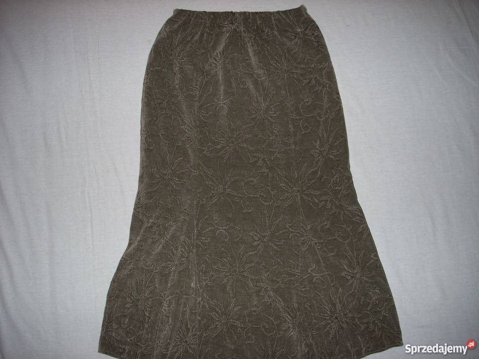 Długa Spódnica Ciepła Khaki Wytłaczana 42 XL 40 Nowy Sącz