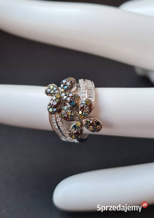 Pierścionek ze srebra 925 diamenty naturalne mazowieckie