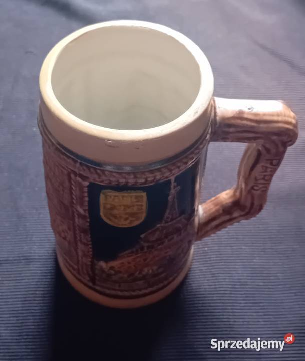 Ceramiczny kufel pamiątka z Paryża majolika Koźminek