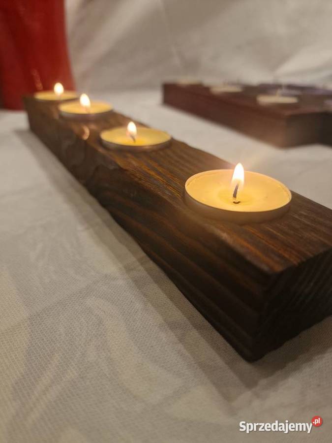 Świecznik świerkowy opalany Shou Sugi Ban ciemne Sępopol