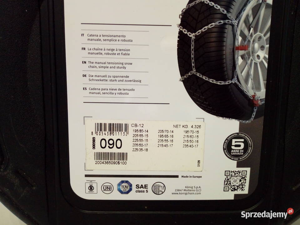 Łańcuchy śniegowe na koła KONIG CB12 90 Nowe Ostroróg