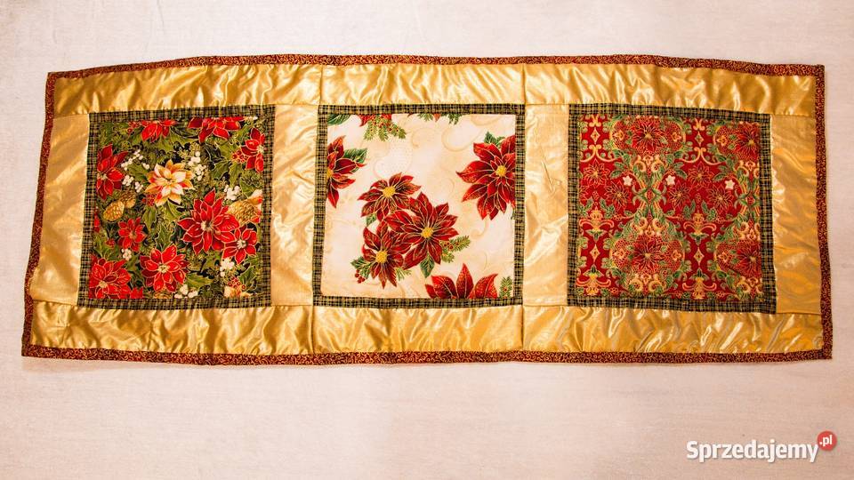 Sw23 Zloty Bieżnik świąteczny Patchwork Obrusy i serwety Piaseczno