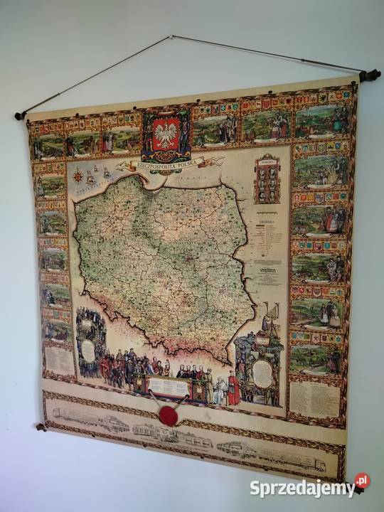 Piękna duża i dekoracyjna mapa Polski małopolskie sprzedam