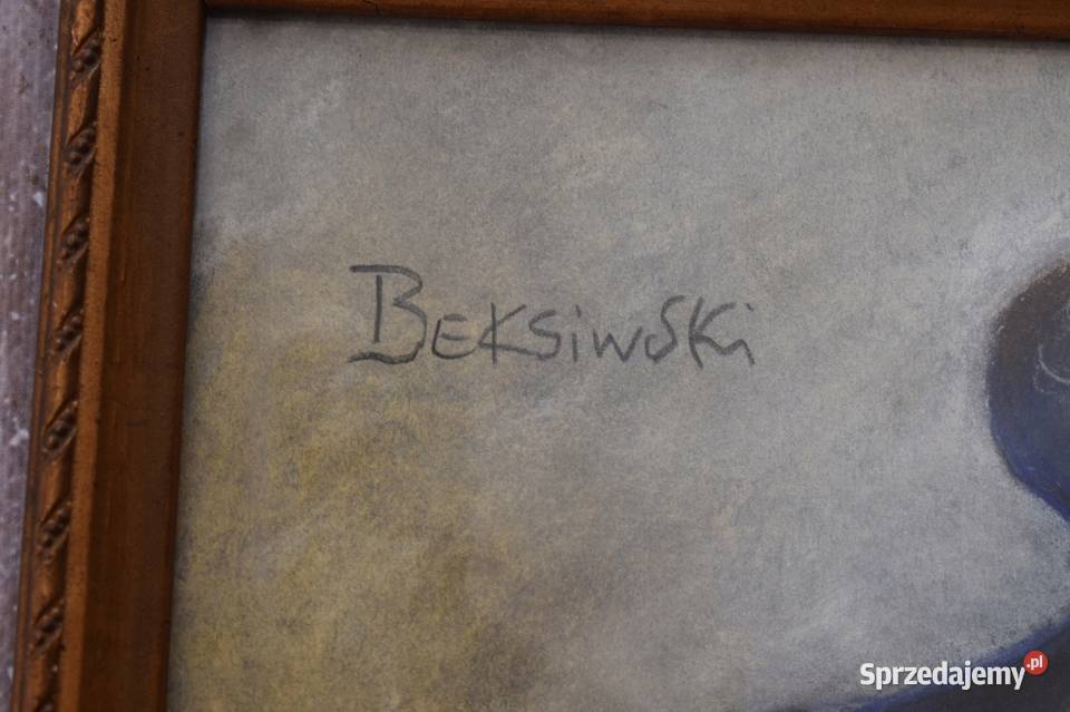 Beksiński Pastel na Kartonie Szkłem Stary Obraz małopolskie Kraków