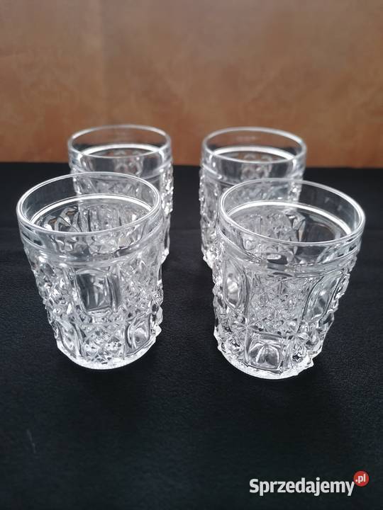 Zestaw 4 szklanych głęboko szlifowanychGrubsze Łódź