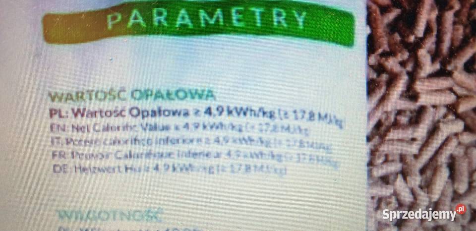 pelet A1 165MJ 46KW zawartość popiołu 07 śląskie