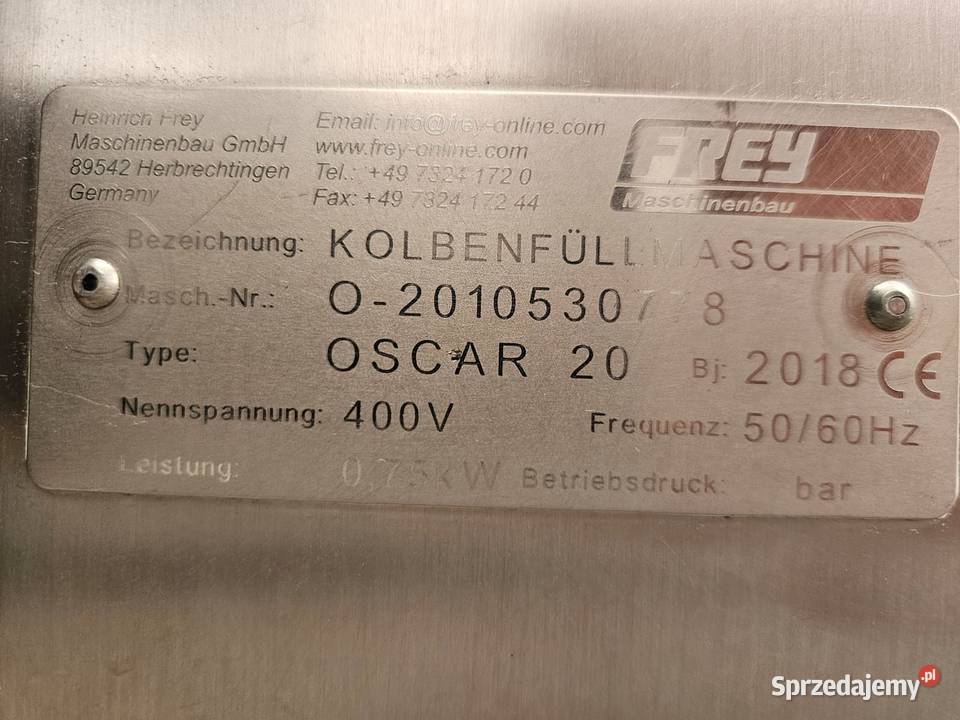 Nadziewarka tłokowa Frey OSCAR 20 Produkcja Krotoszyn