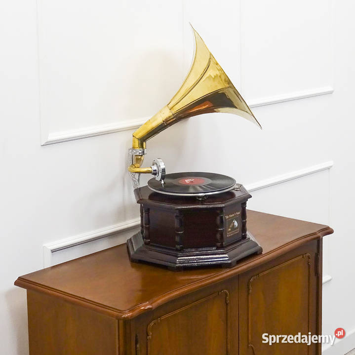 Stylowy PATEFON RETRO GRAMOFON napęd ręczny Kalisz
