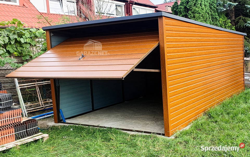 GARAŻ BLASZANY 3M X 5M SPAD TYŁ BRAMA UCHYLNA