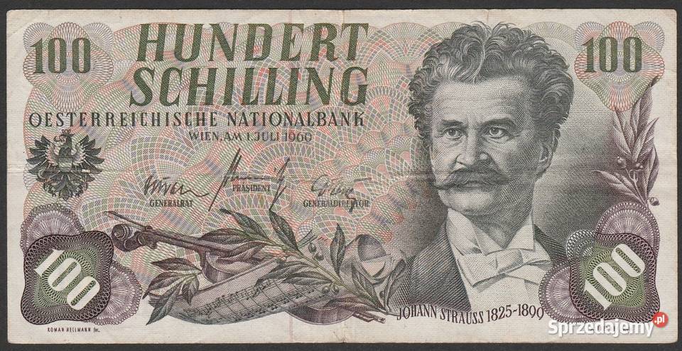 AUSTRIA 100 SCHILLING 1960 JOHANN STRAUSS łódzkie Łódź