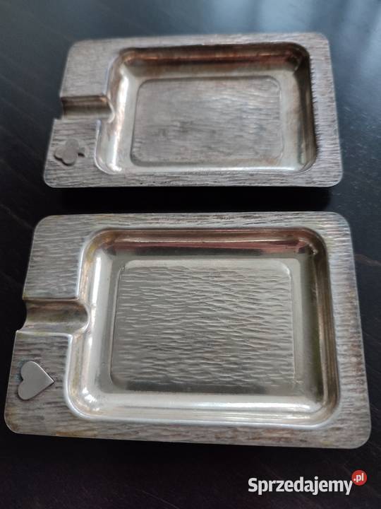 Srebrne autorskie popielniczki brydżowe wyrób mazowieckie Warszawa