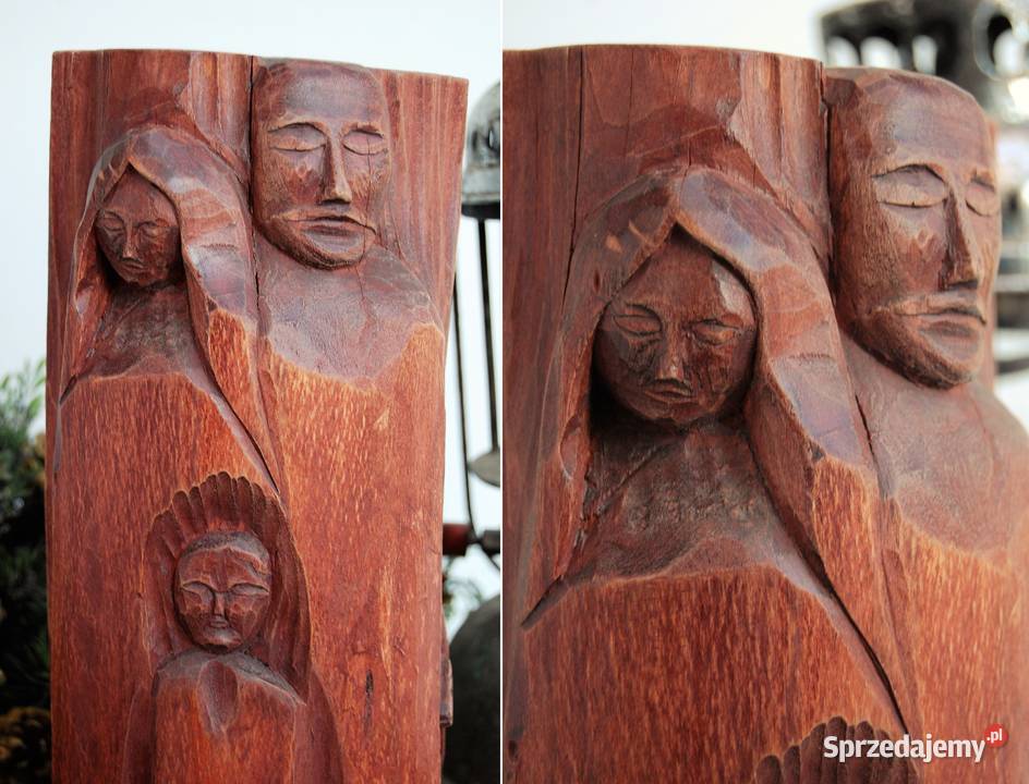 Święta Rodzina rzeźba drewno rękodzieło lata 90