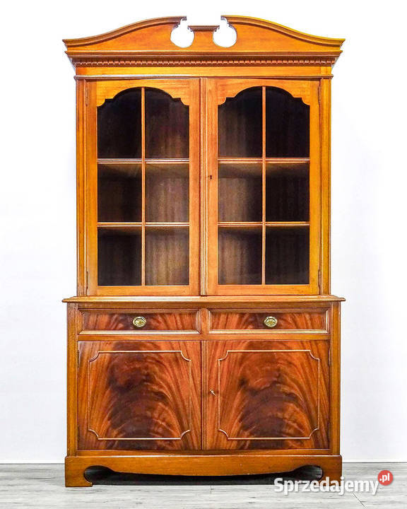 Witryna Angielska MAHONIOWA 180 2 półki szuflady wielkopolskie Kalisz