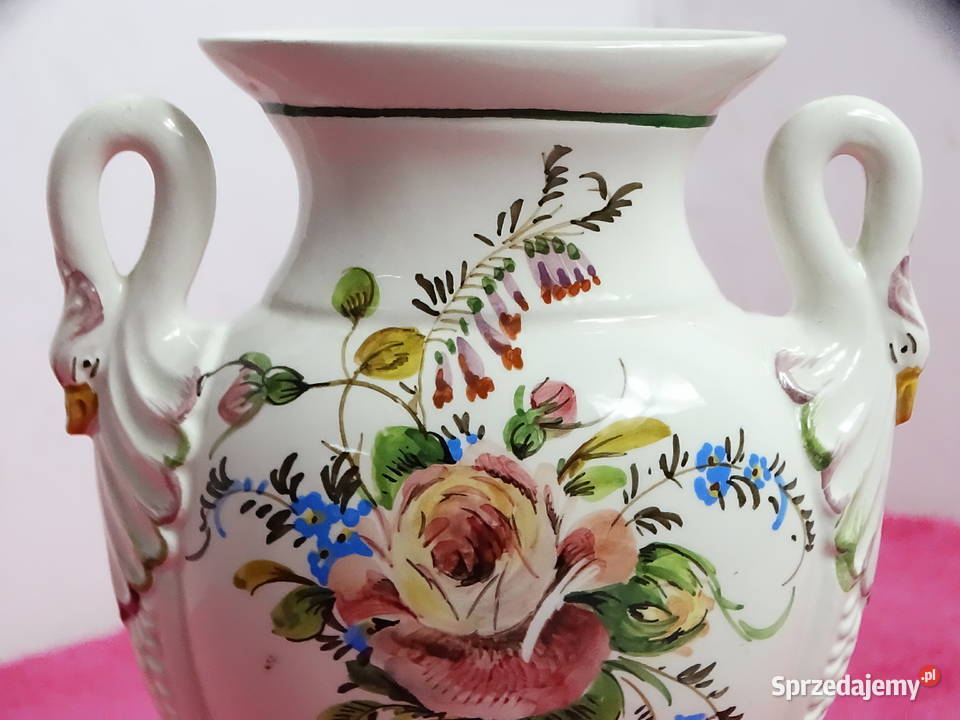 Włoski wazon ceramiczny ręcznie malowany Vintage Wazony Biłgoraj