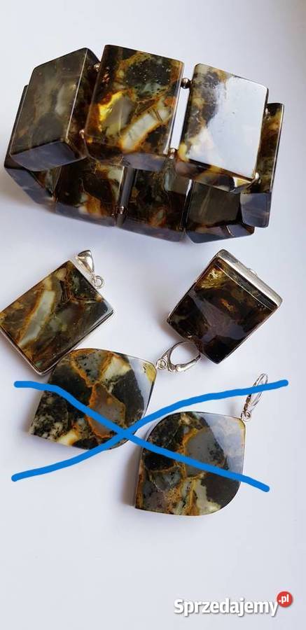 Bursztyn bałtycki i 925 komplet regulacja