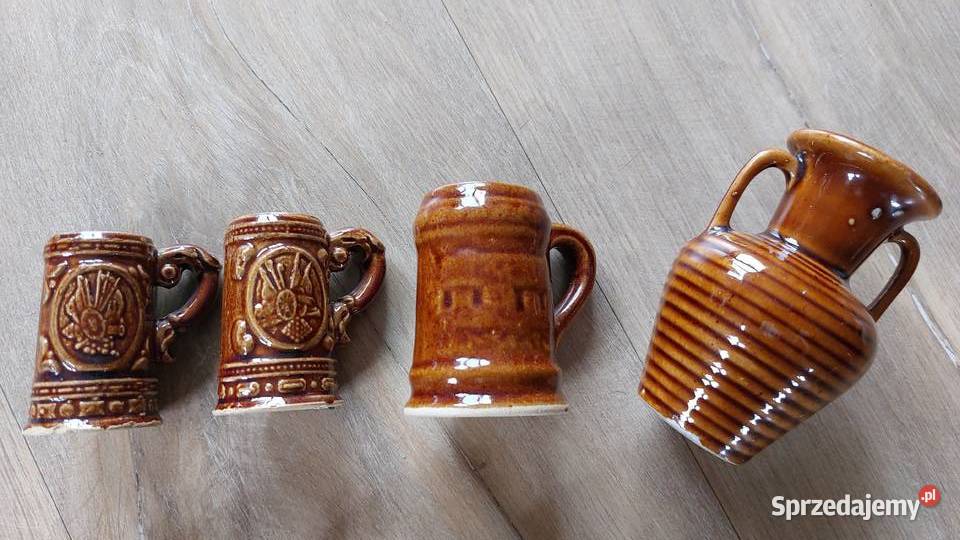 Zestaw 8sz Ceramiczne wazoniki małe kufle PRL Rokity