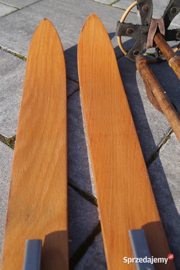 Stare drewniane narty dziecięce 100 kijki Pruchnik sprzedam