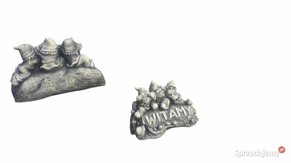 Krasnal ogrodowy skrzaty z napisem Witamy Poznań