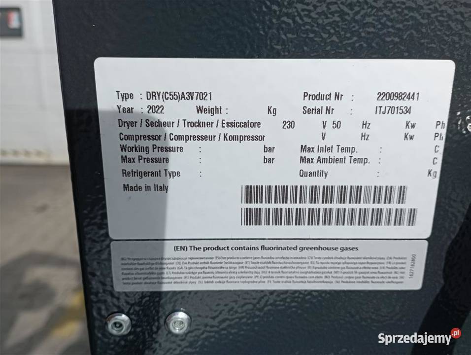 Sprężarka ABAC SPINN 75XE 500 75kW 1m3min 2023r Wilków sprzedam