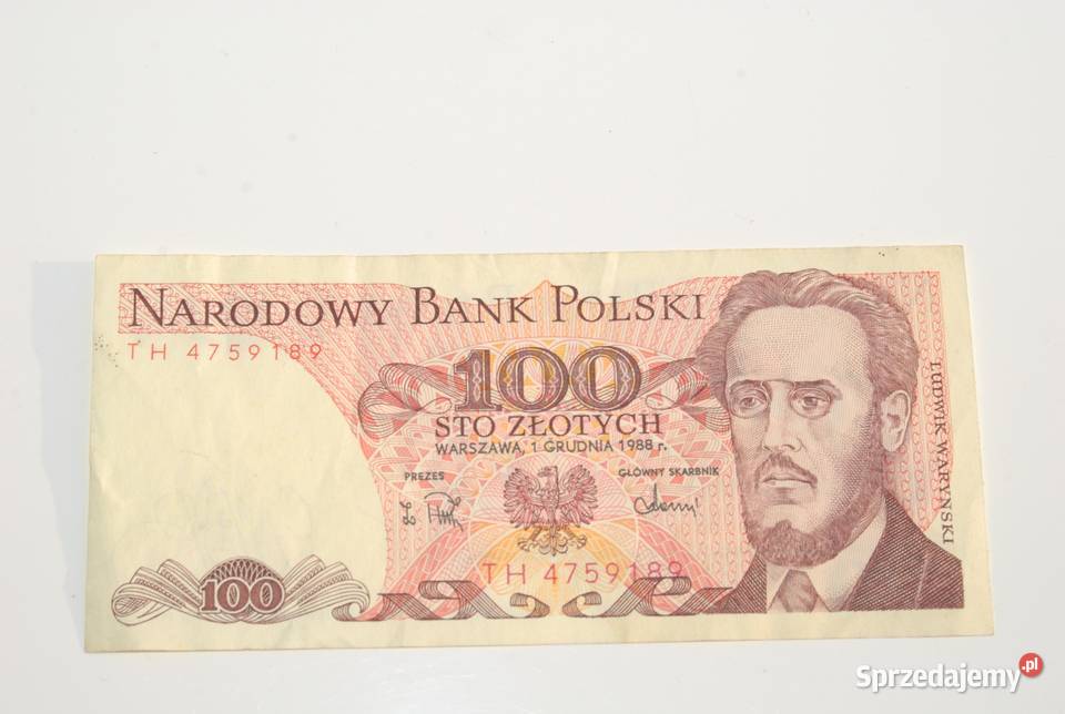 Stary banknot 100 złotych Waryński 1988 antyk TH Cieszyn