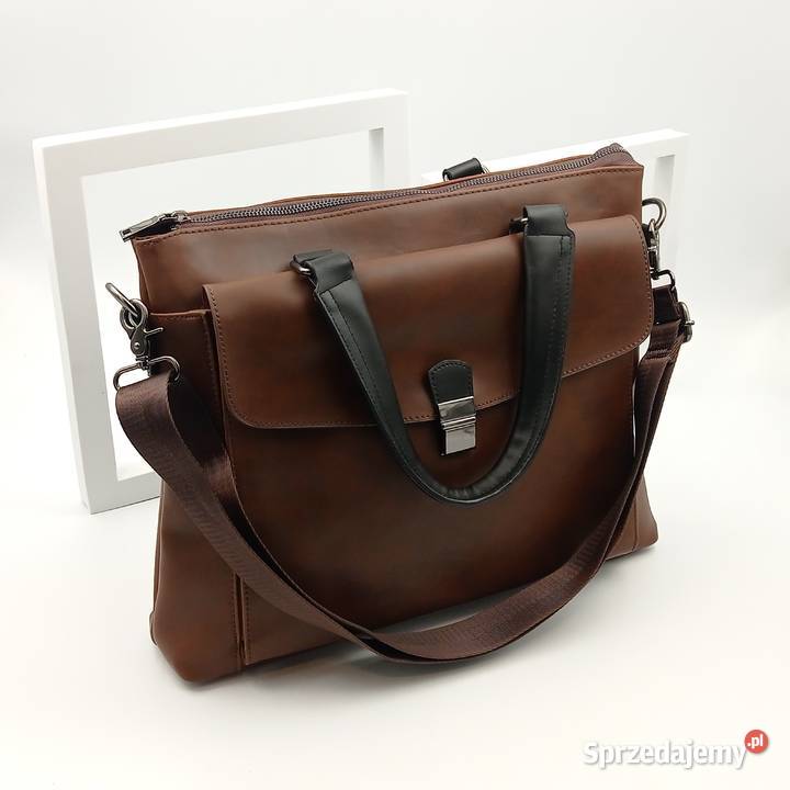 Teczka aktówka torba biznesowa skórzana na ramie 38cm Torby i torebki