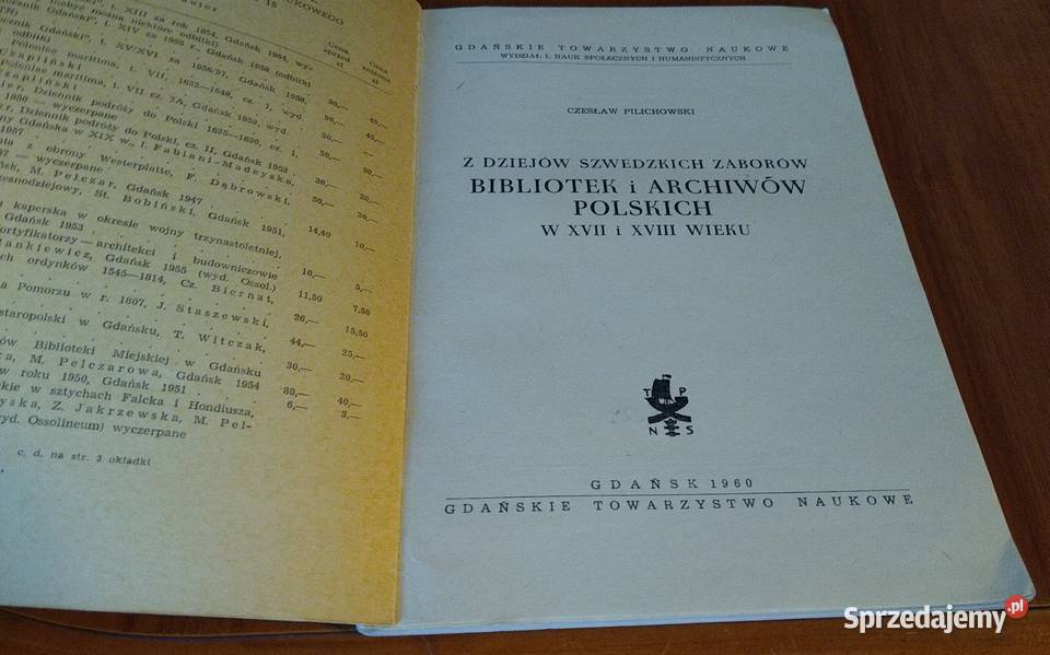Z dziejów szwedzkich zaborów bibliotek i pomorskie Gdańsk sprzedam