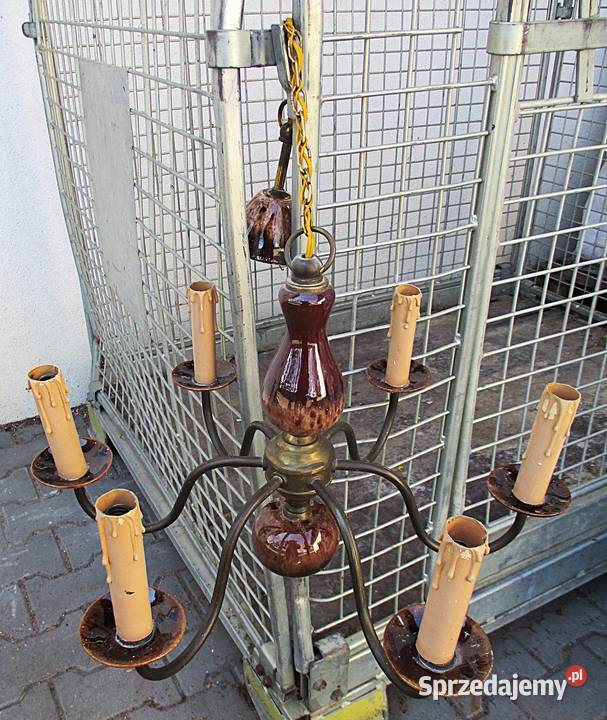 Żyrandol 6ramienny Ceramika Mirostowice PRL Nieporęt