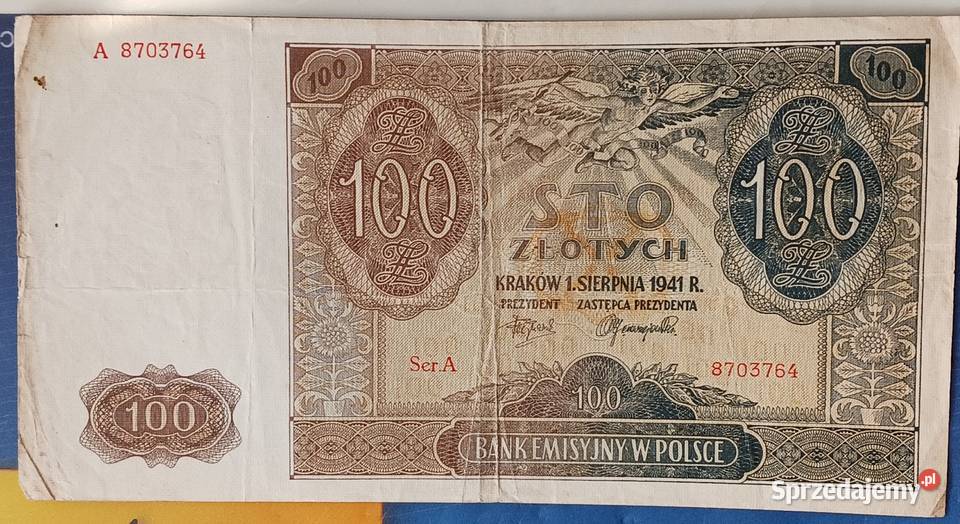 100 złotych 1 VIII 1941 rKraków seria A Konin