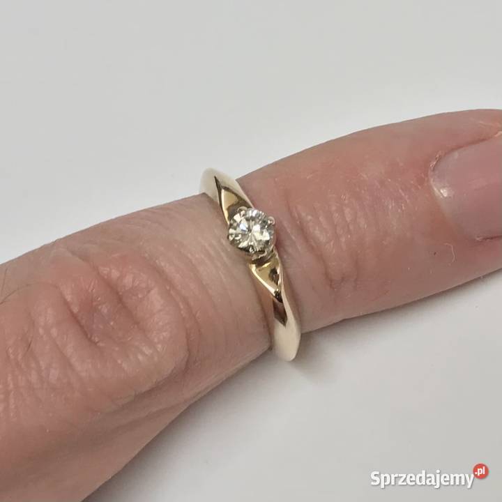 Złoty PIERŚCIONEK zaręczynowy 14K DIAMENT 030 ct Warszawa