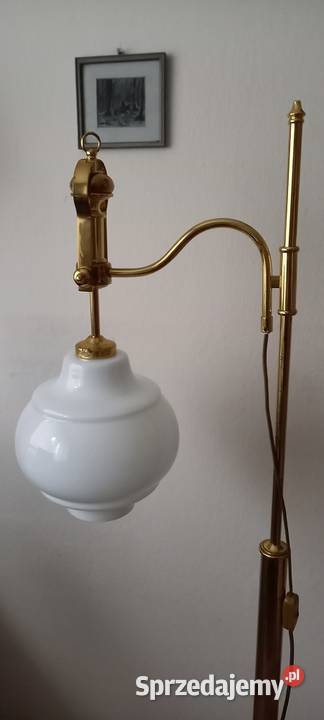 Mosiężna lampa podłogowa z kloszem ruchome ramię Skierniewice