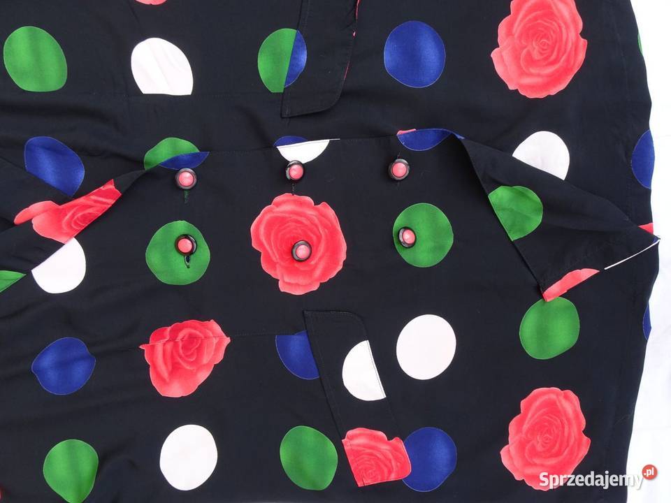 Żakiet letni dłuższy Dwurzędowy vintage 44 46 kolorowy