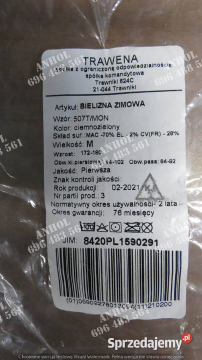 BIELIZNA ZIMOWA wojskowa rozmiar M wzór 507TMON