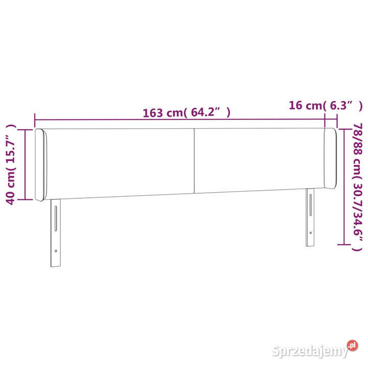 Zagłówek do łóżka z LED taupe 163x16x7888