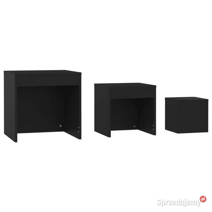 Stoliki wsuwane pod siebie 3 czarne WM808595 Stoły