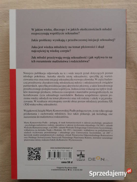 Seksualność młodzieży M KomorowskaPudło psychologia, socjologia zachodniopomorskie