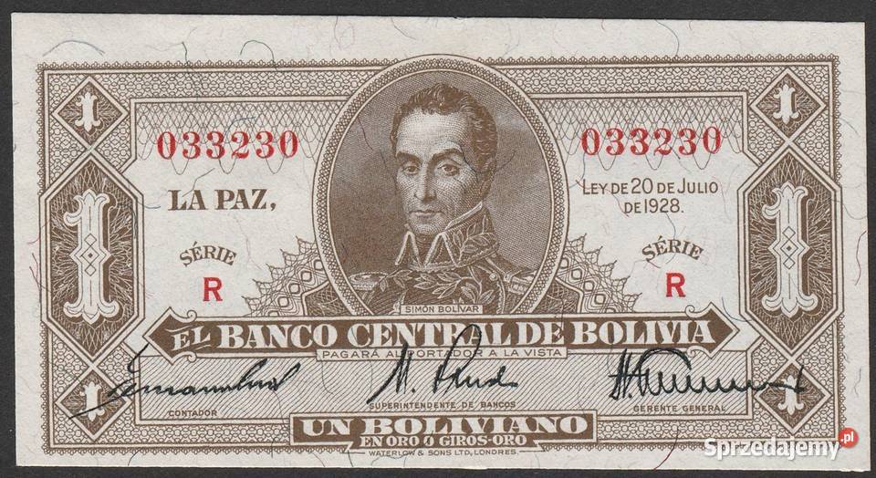 BOLIWIA 1 PESO BOLIVIANO 1928 UNC Łódź sprzedam